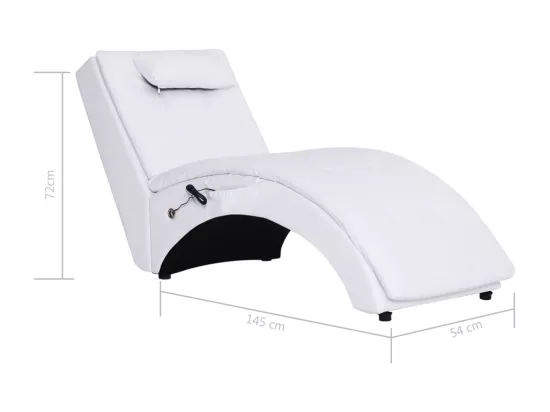 Chaise longue de massage avec oreiller Blanc Similicuir