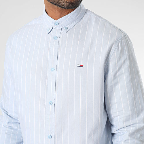 Chemise Manches Longues A Rayures Classic Oxford Stripe 7244 Bleu Clair
