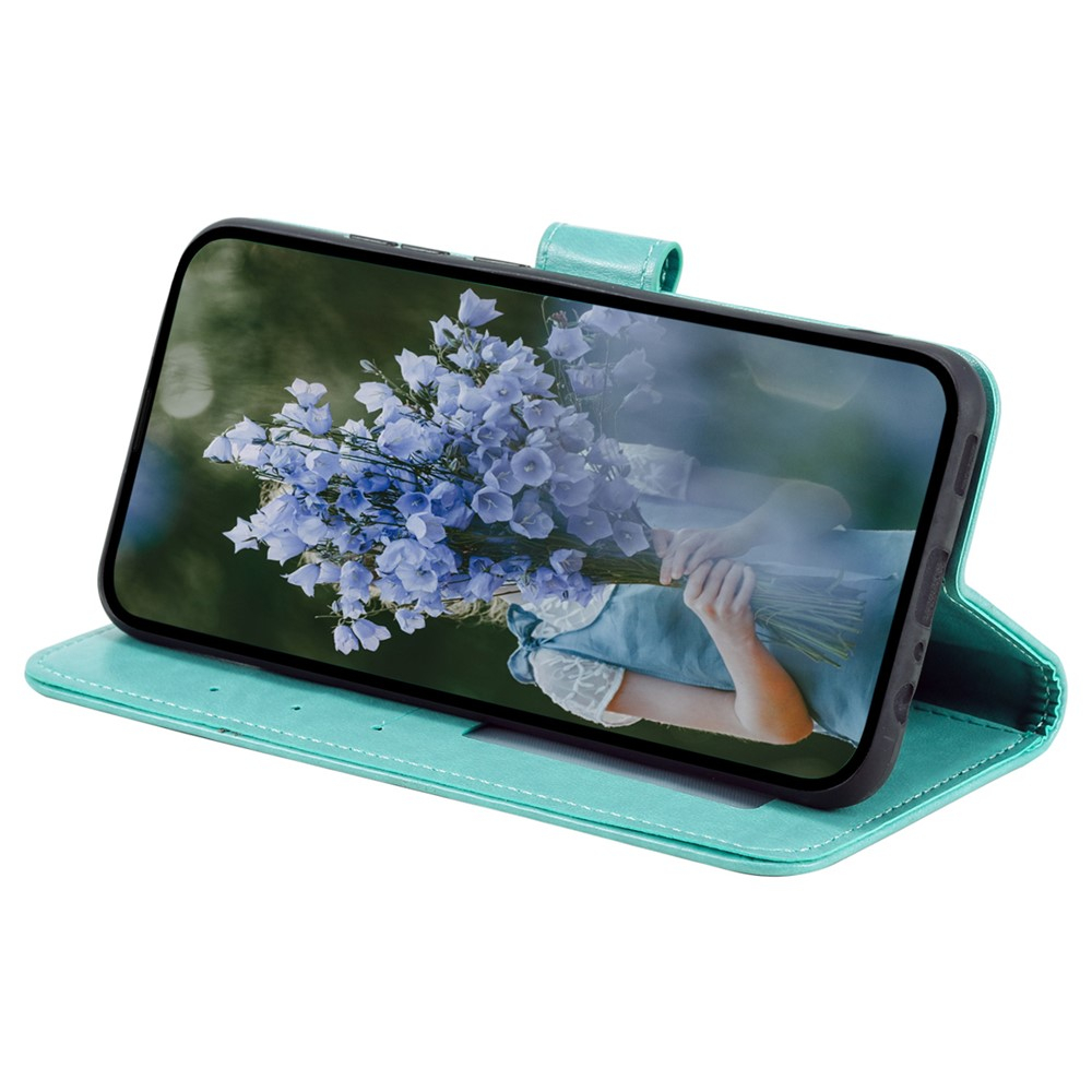 Samsung Galaxy A26 / A17 Leder Tasche Wallet - Mandala Flowers Imprint - Türkis
