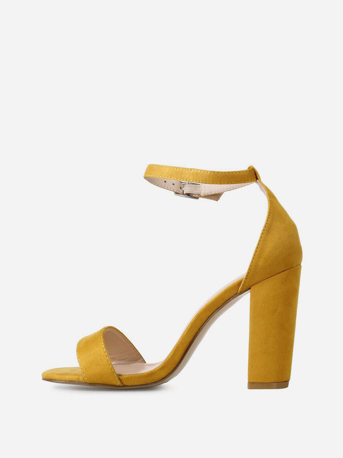 Sandales suédine à talon carré- Jaune