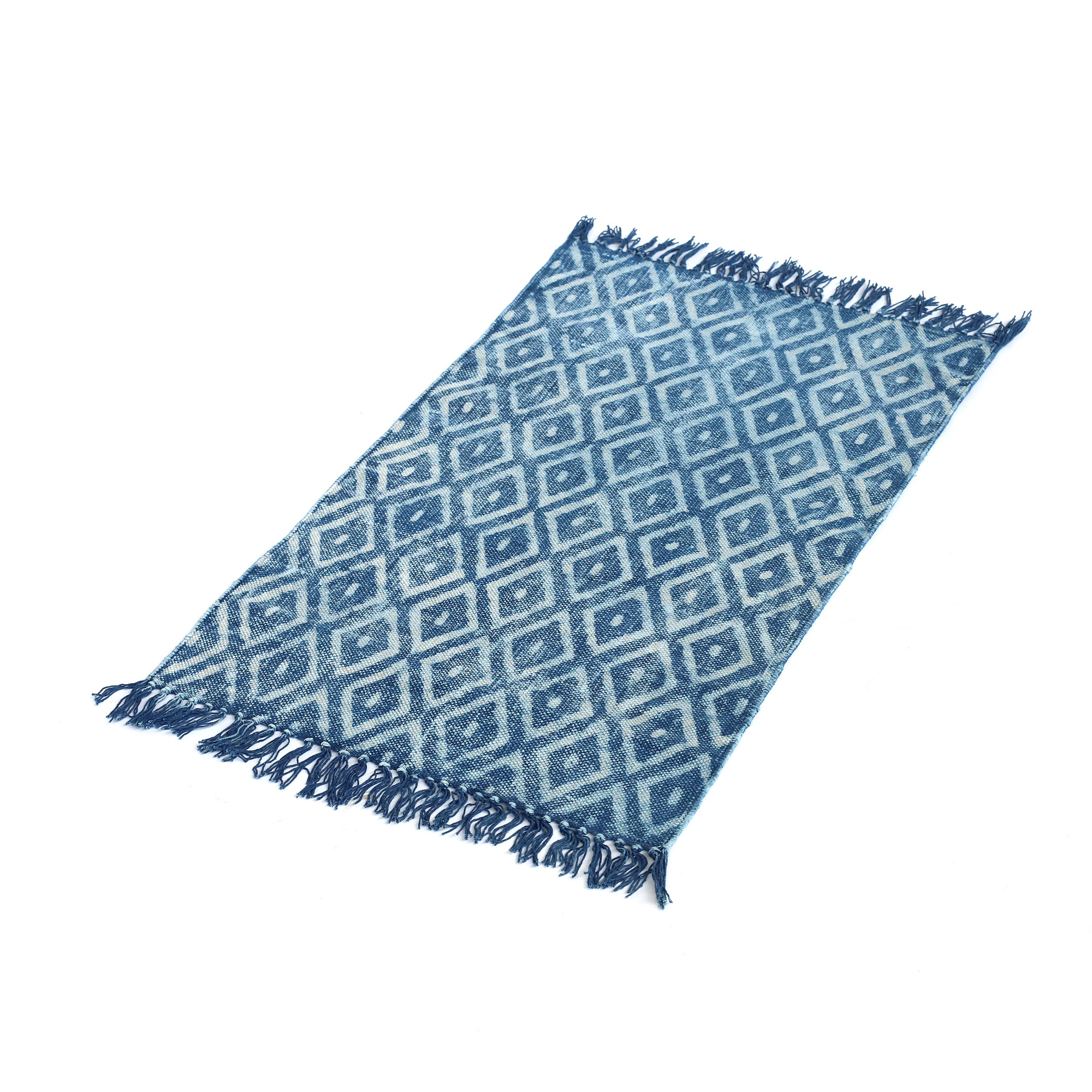 Mini-Rug 'Madha', blau-weiß, L 90 cm, B 60 cm von fischer's lagerhaus
