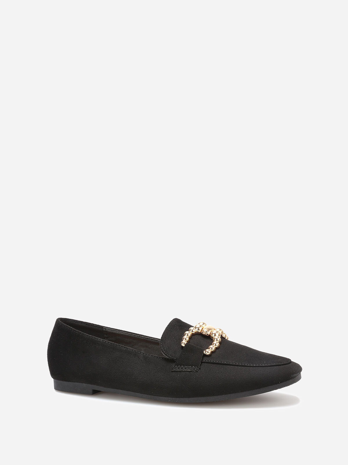 Mocassins en suédine à détail boucle- Noir