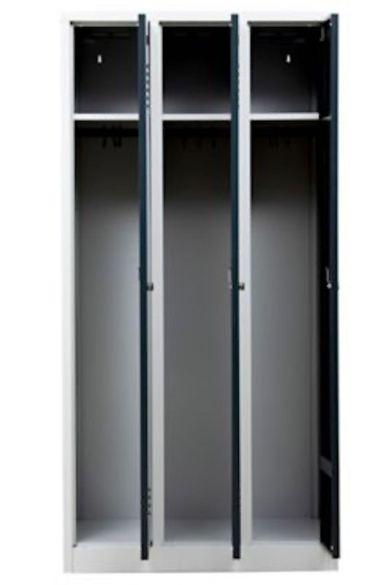 PROREGAL Garderobekast Camel 3 Compartimenten HxBxD 180 x 90 x 50 cm Hangslot Grijs-Antraciet