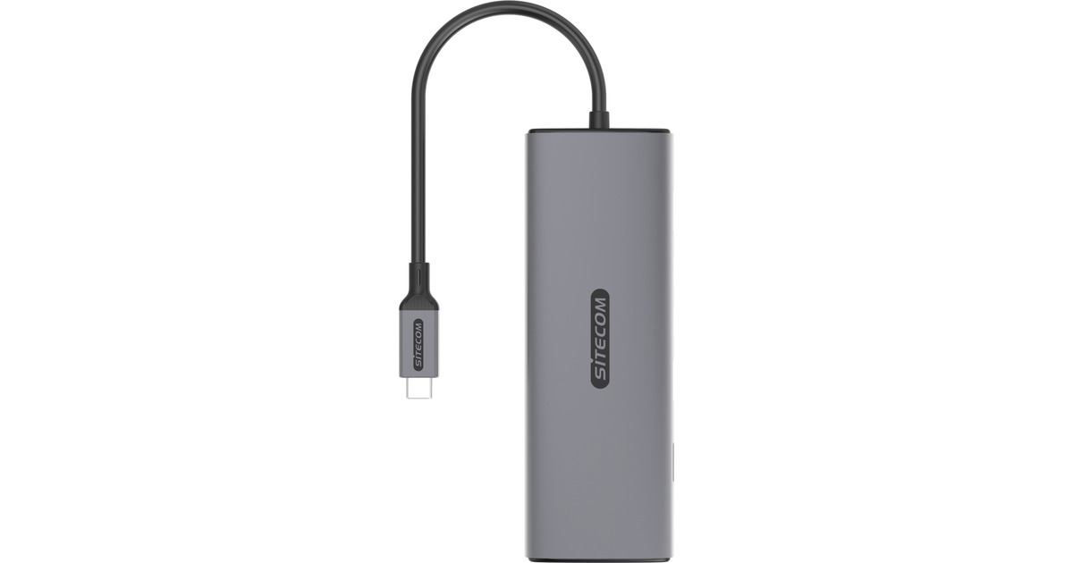 Sitecom6 in 1 USB-C Multiport Adapter LAN dockingstation  (Grijs)