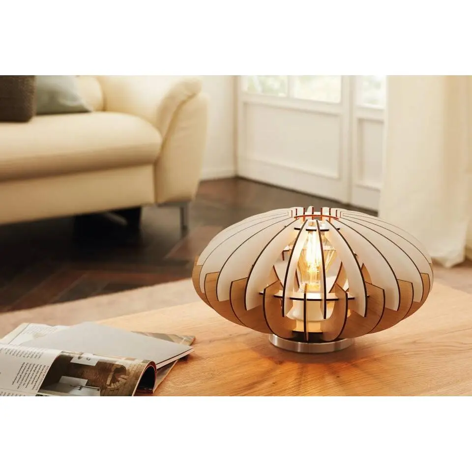 EGLO Sotos Tafellamp - E27 - Hout - Wit/Bruin