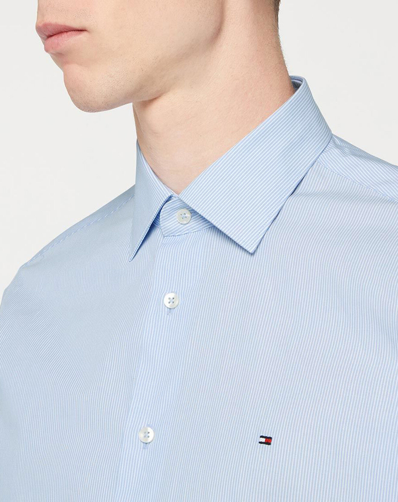 Tommy Hilfiger Chemise Regular en Popeline à rayures bleu/blanc
