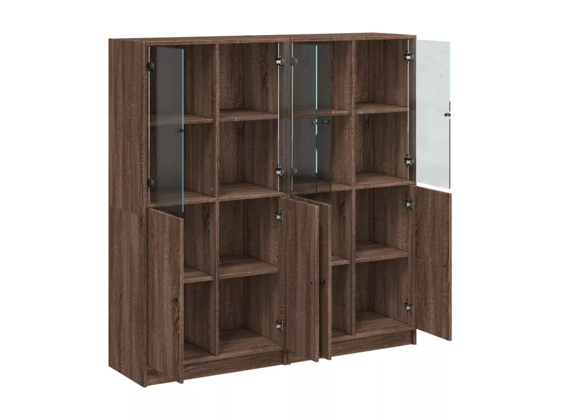 Bibliothèque avec portes chêne marron 136x37x142 cm