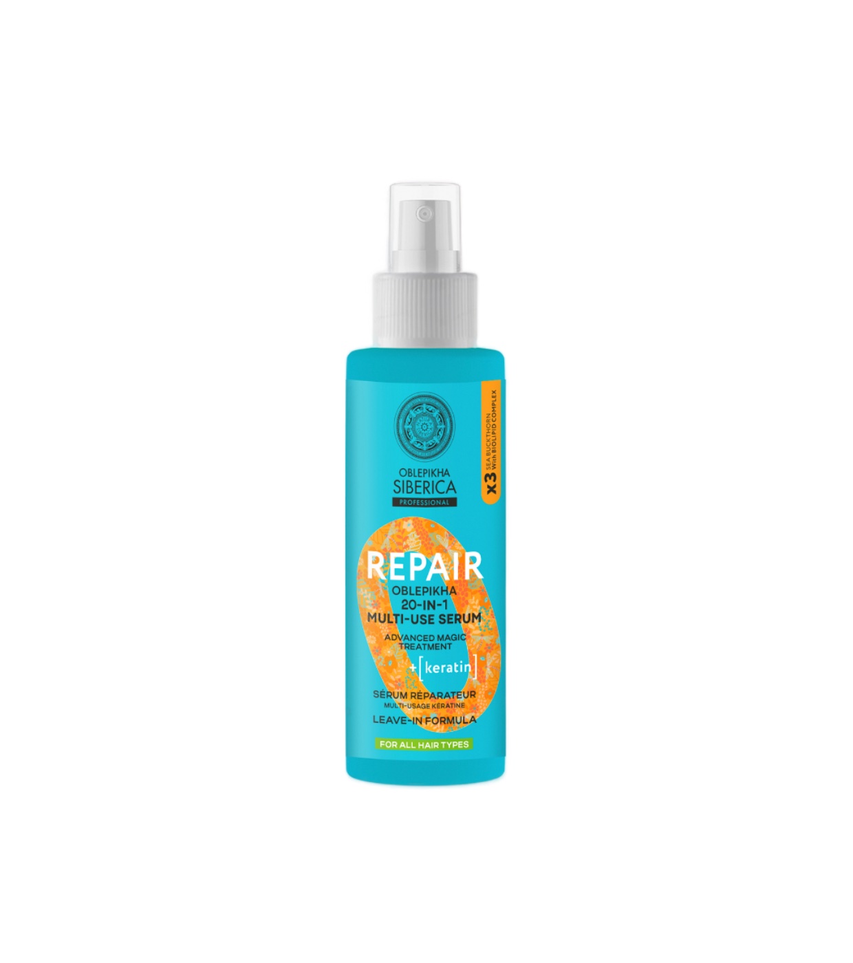 Natura Siberica - Sérum multifuncional Oblepikha reparador de queratina - Para todos os tipos de cabelo