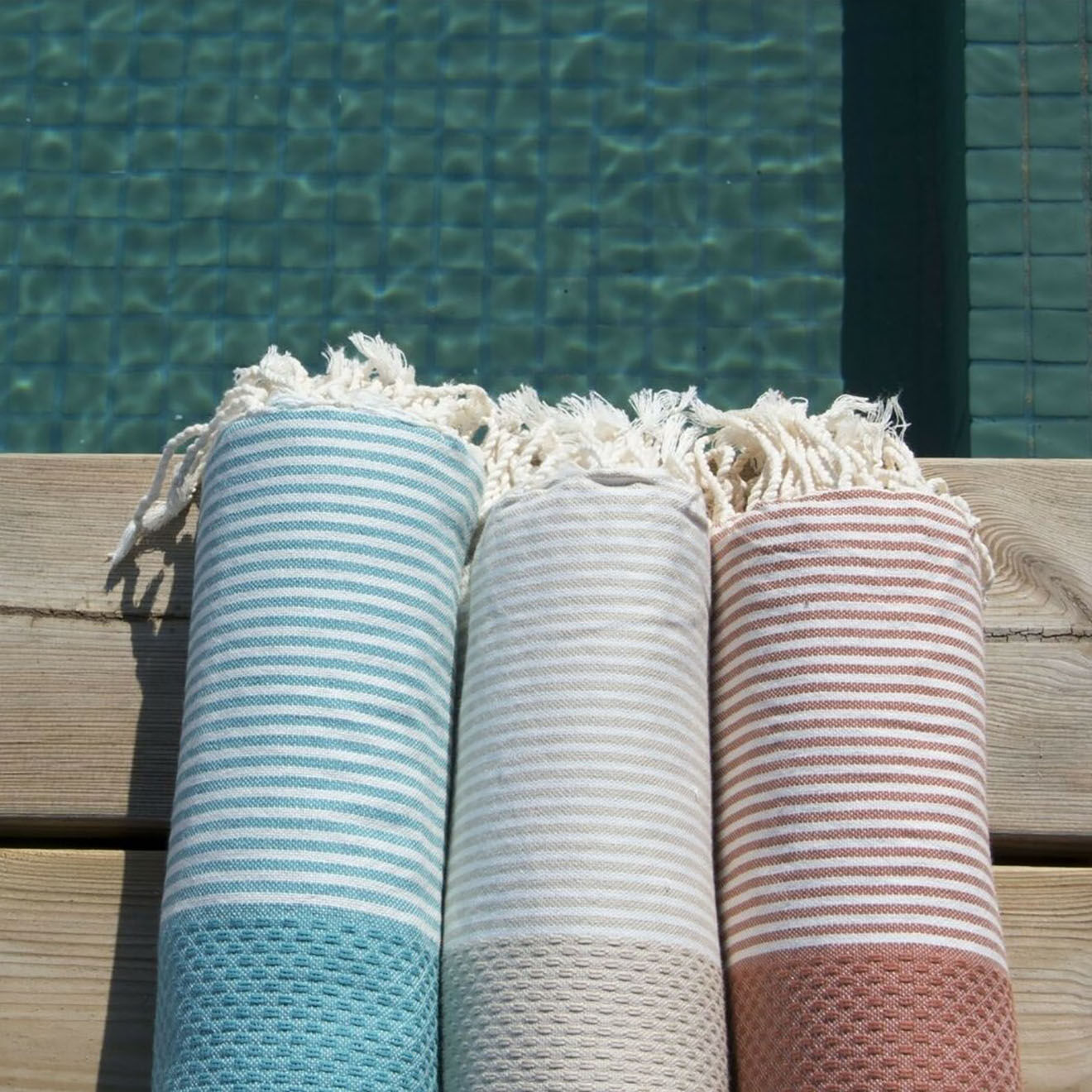 Febronie Fouta Nid d'Abeille Ibiza vert canard - 100x200 cm
