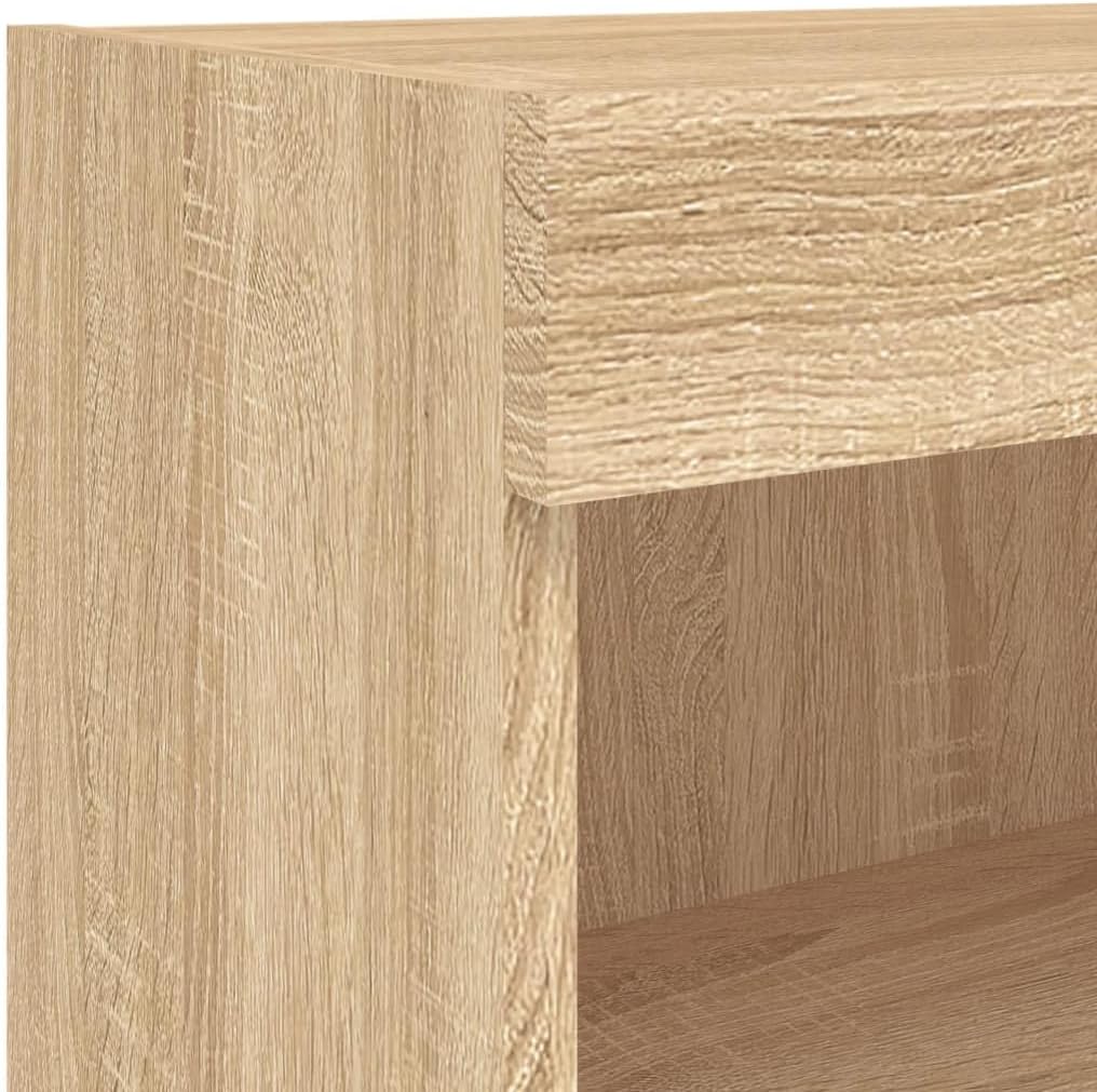 vidaXL Wohnwand 4-TLG., Schrankwand mit viel Stauraum, Anbauwand mit LED-Beleuchtung, Wandmontage Fernsehschrank Wohnzimmer Set Schrank, Sonoma-Eiche Holzwerkstoff