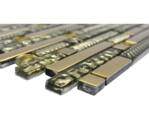 Glasmozaïek met metaal Kristal XCM GV918 29,8x33,8 cm goud