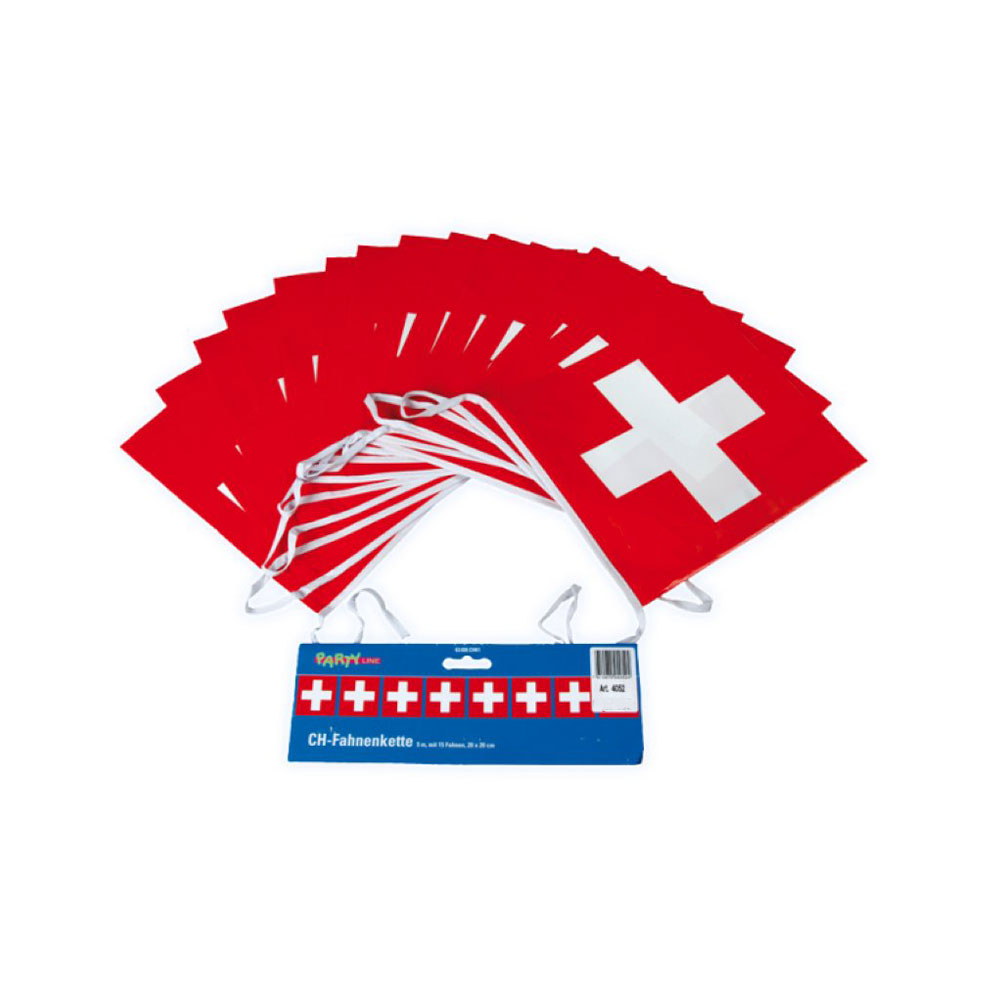 (5m) Schweizer Flagge Fahnen Girlande Party Dekoration für 1. August - Rot / Weiss