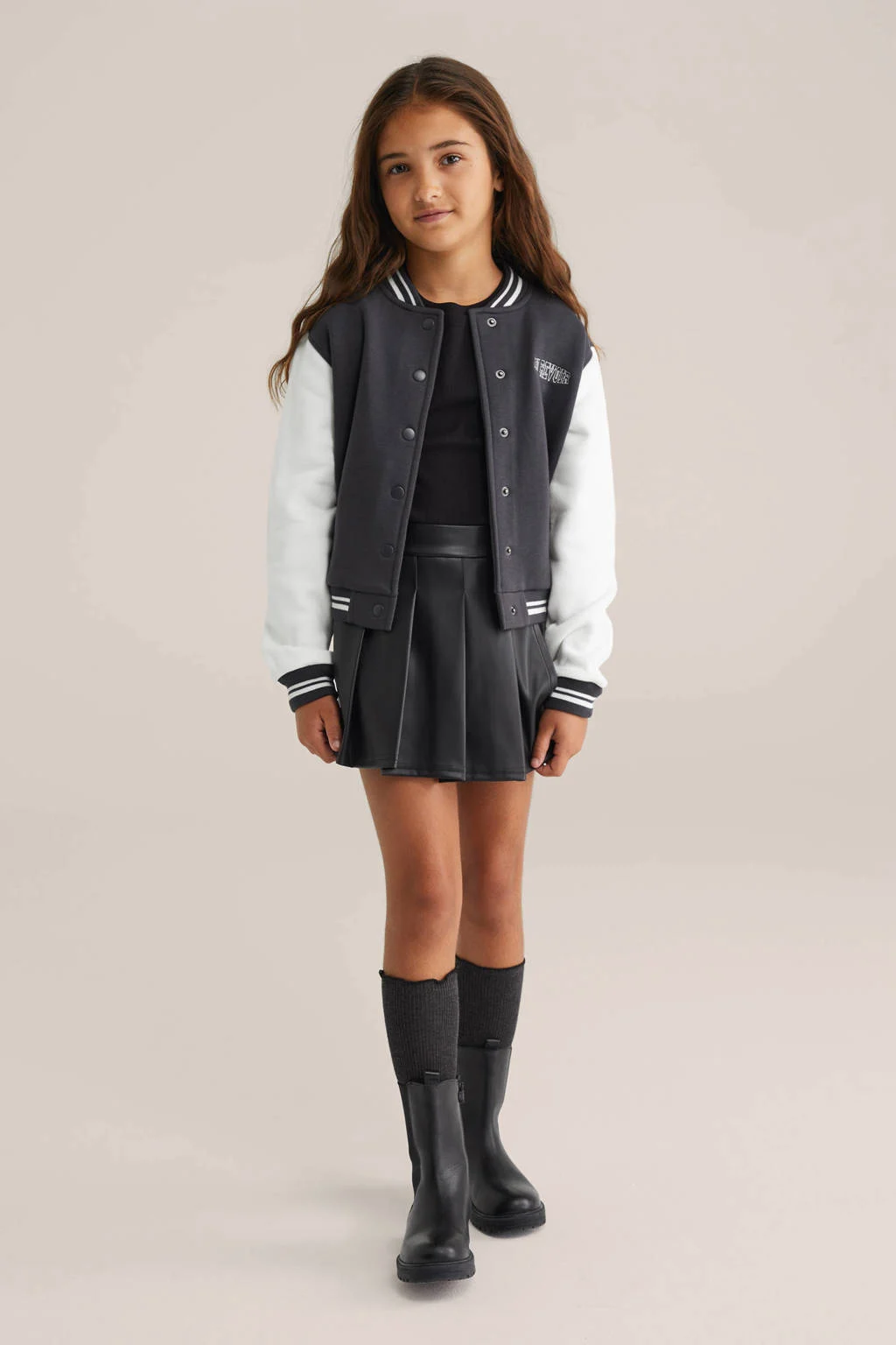 WE Fashion imitatieleren skort zwart