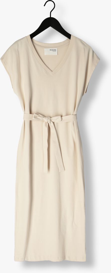SELECTED FEMME beige selected femme midi jurk slfessential sl v-neck ankle dress noos