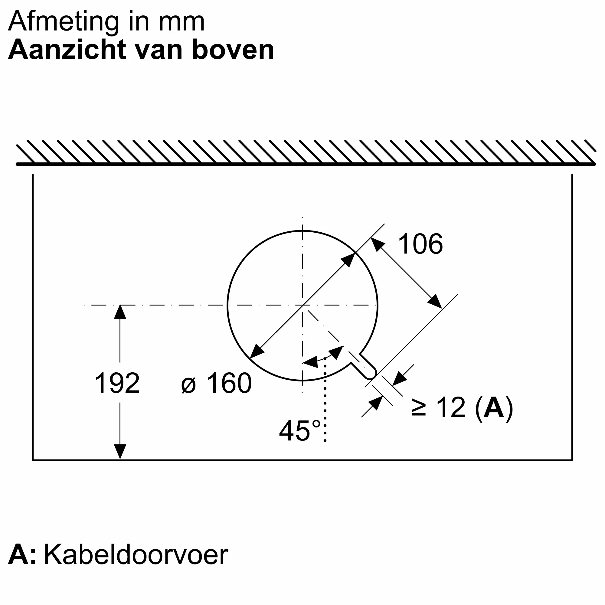 Serie 6 Geïntegreerde blokdesign schouwkap 60 cm zwart glas, Matzwart