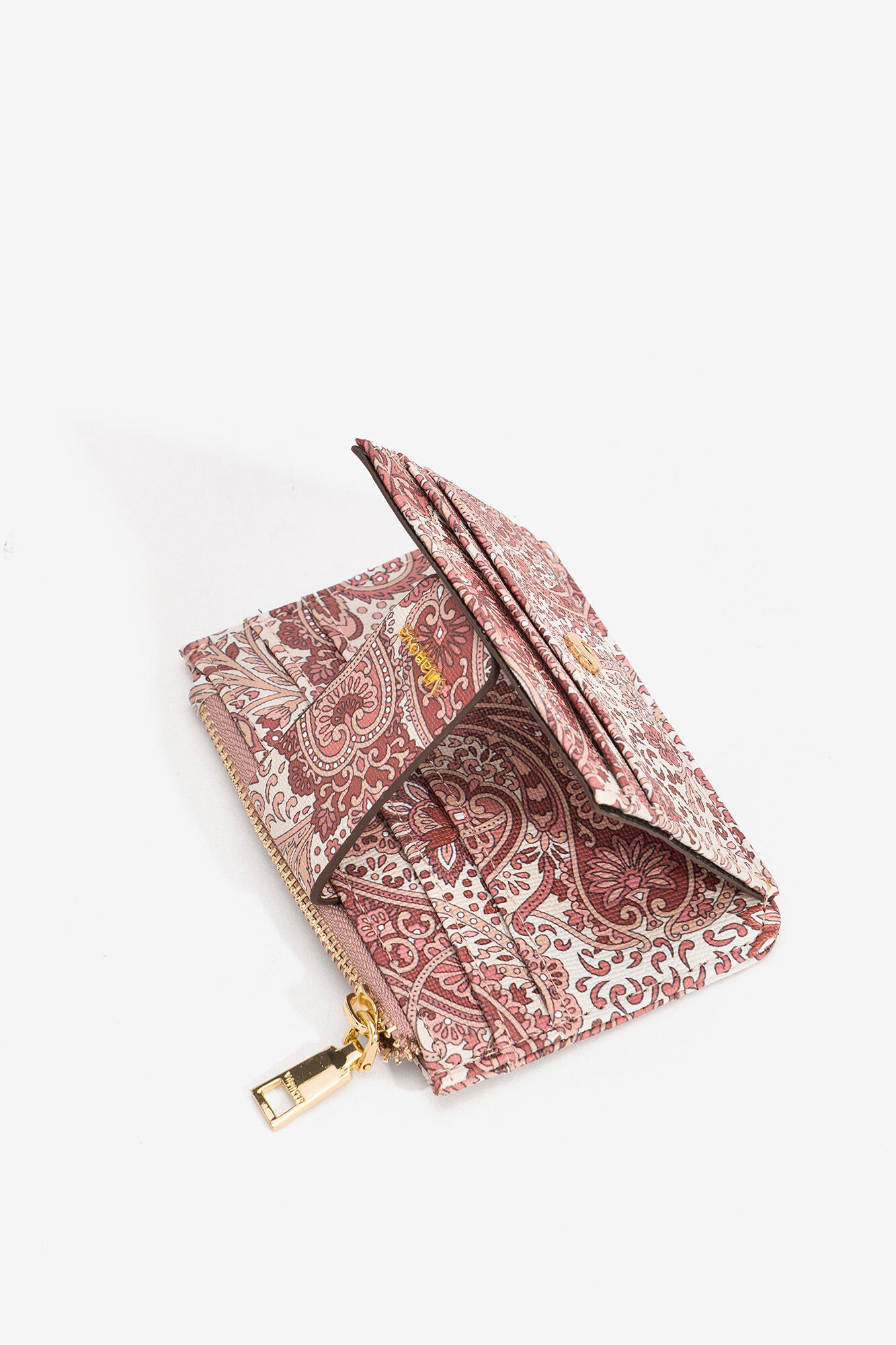 Porta-cartões com estampa floral - Rosa