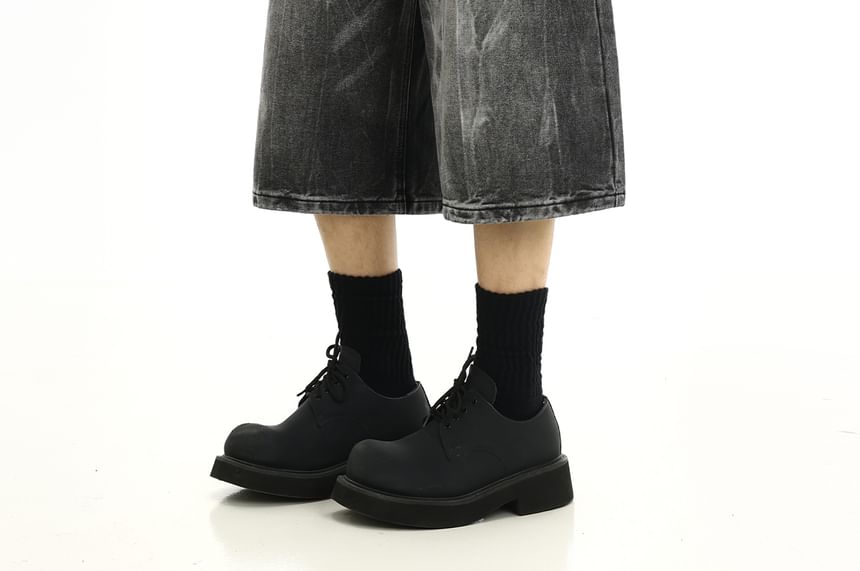 Meiksip - Mid Rise Washed Denim Shorts