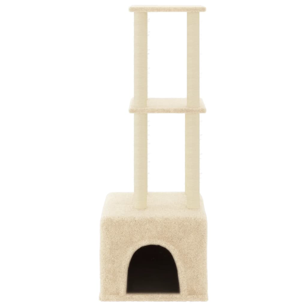 Arbre à chat avec griffoirs en sisal crème 133,5 cm