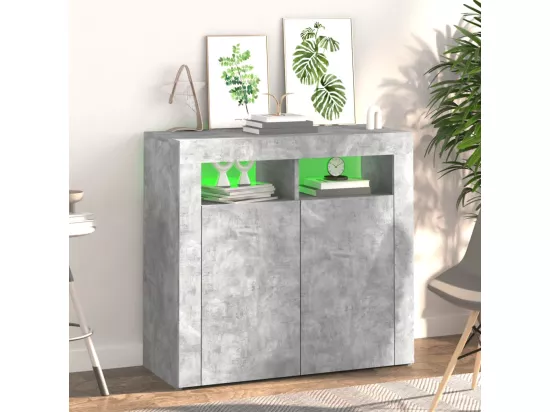 Buffet avec lumières LED gris béton 80x35x75 cm