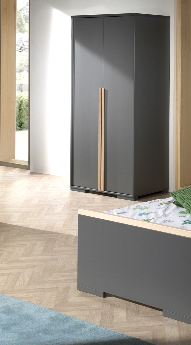 Kleiderschrank LONDON - anthrazit - 98 cm breit