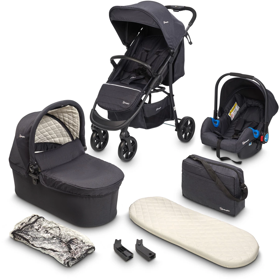 babyGO Kombikinderwagen 3 in 1 Black