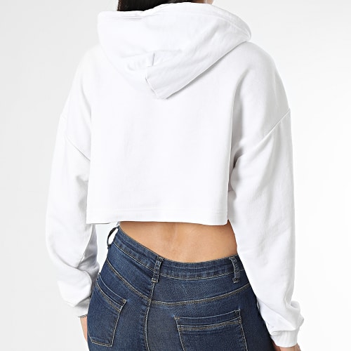 Sweat Capuche Crop Femme Essential Embro 5847 Blanc