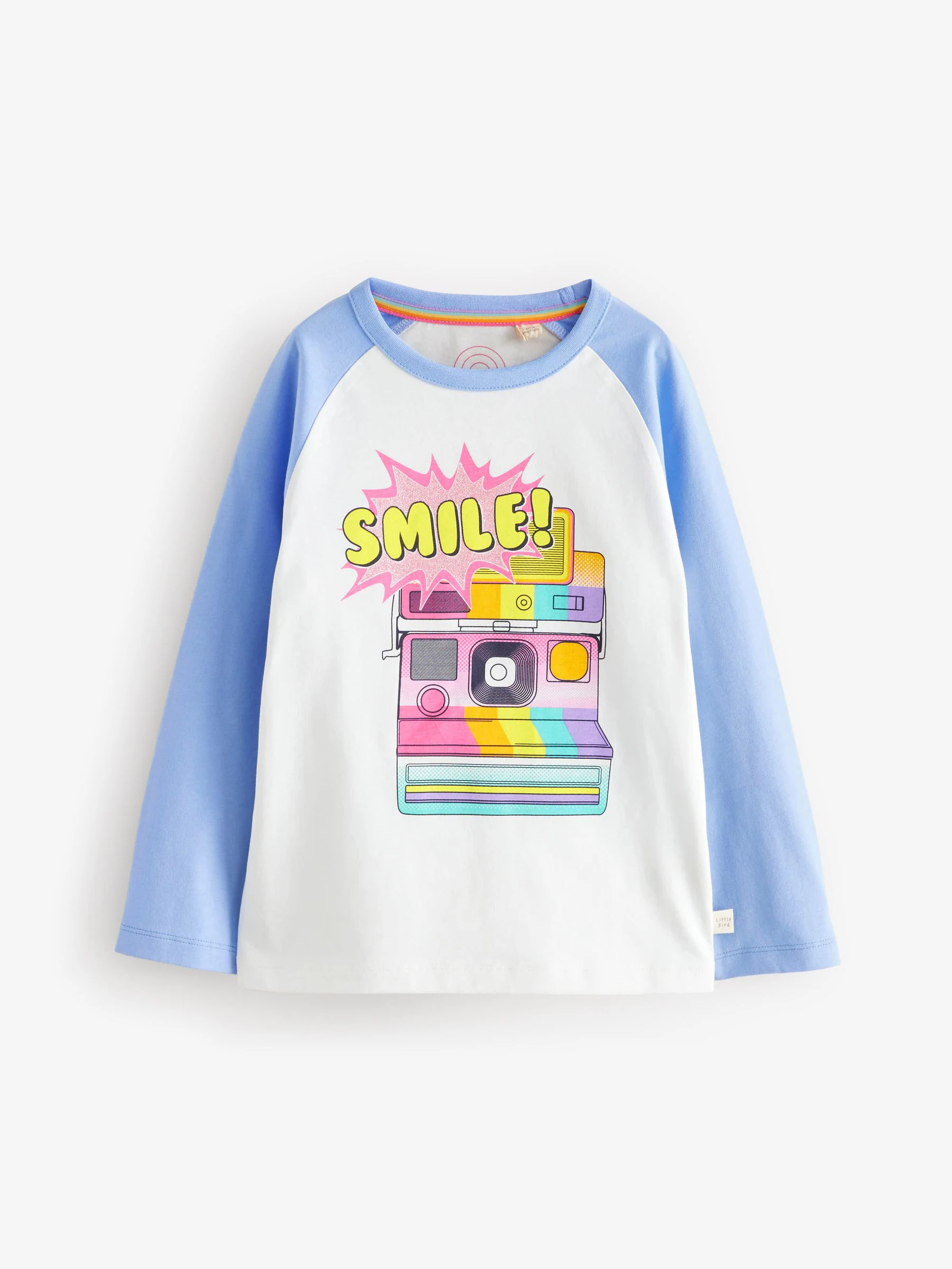 Little Bird by Jools Oliver Raglan T-shirt met regenboog en lange mouwen