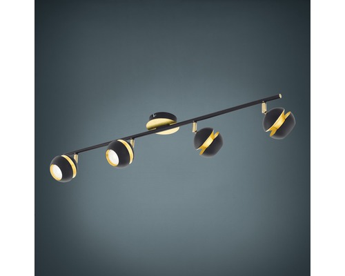 LED plafondspot 4x3,3W 4x240 lm 3000 KL 76 cm zwart/goud
