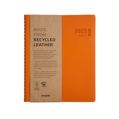 Agenda à spirale Calvi Timing Recyclé - 1 semaine sur 2 pages - 17 x 22 cm - marron - Brepols