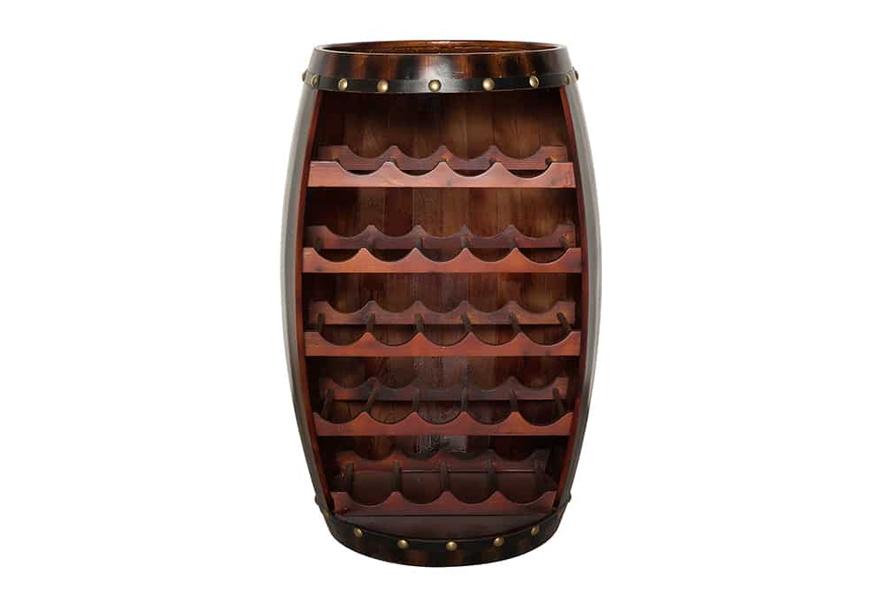 Massives Weinregal BODEGA 80cm coffee braun Pinie Fass-Bartisch für 23 Flaschen