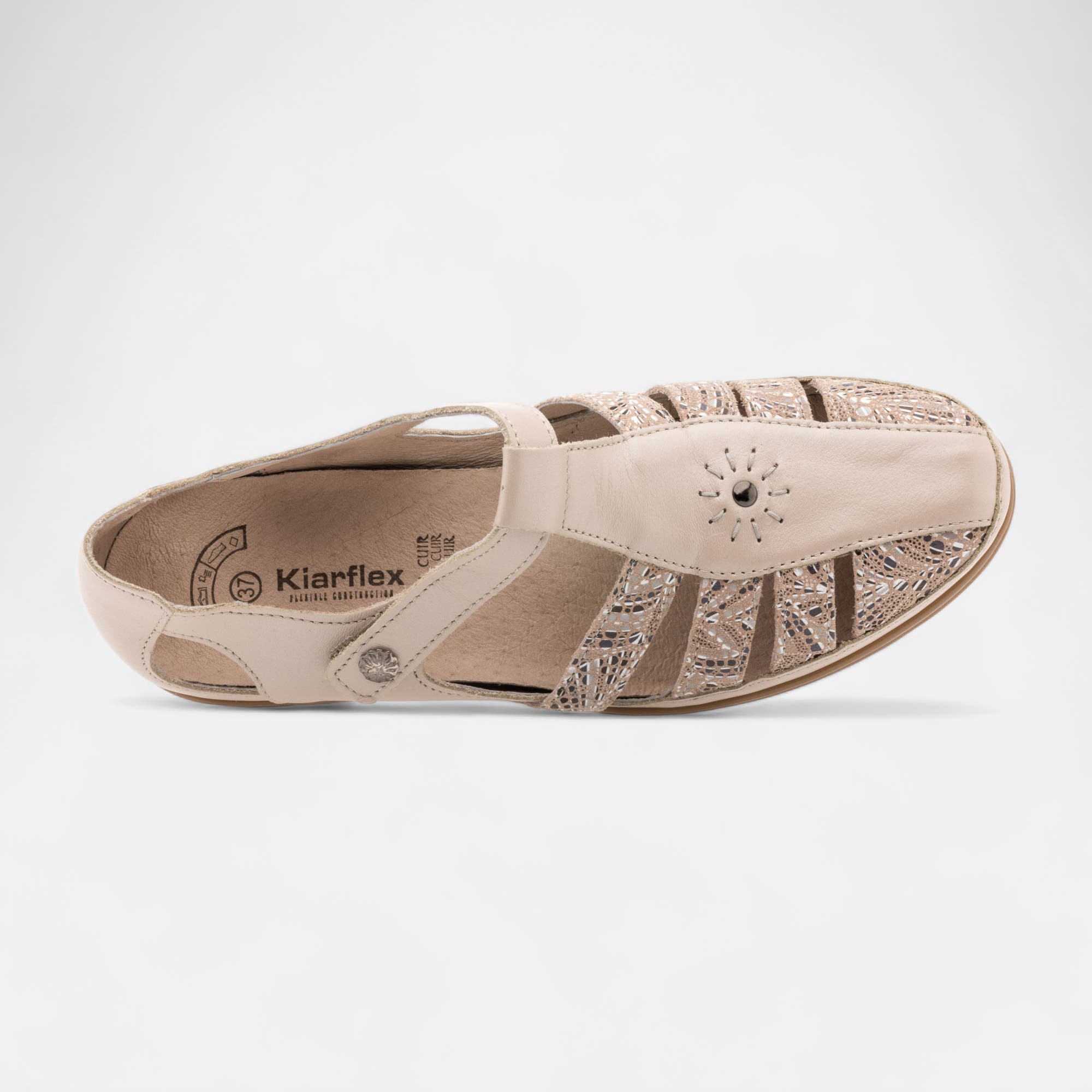 Nu-pieds confort Femme en cuir beige