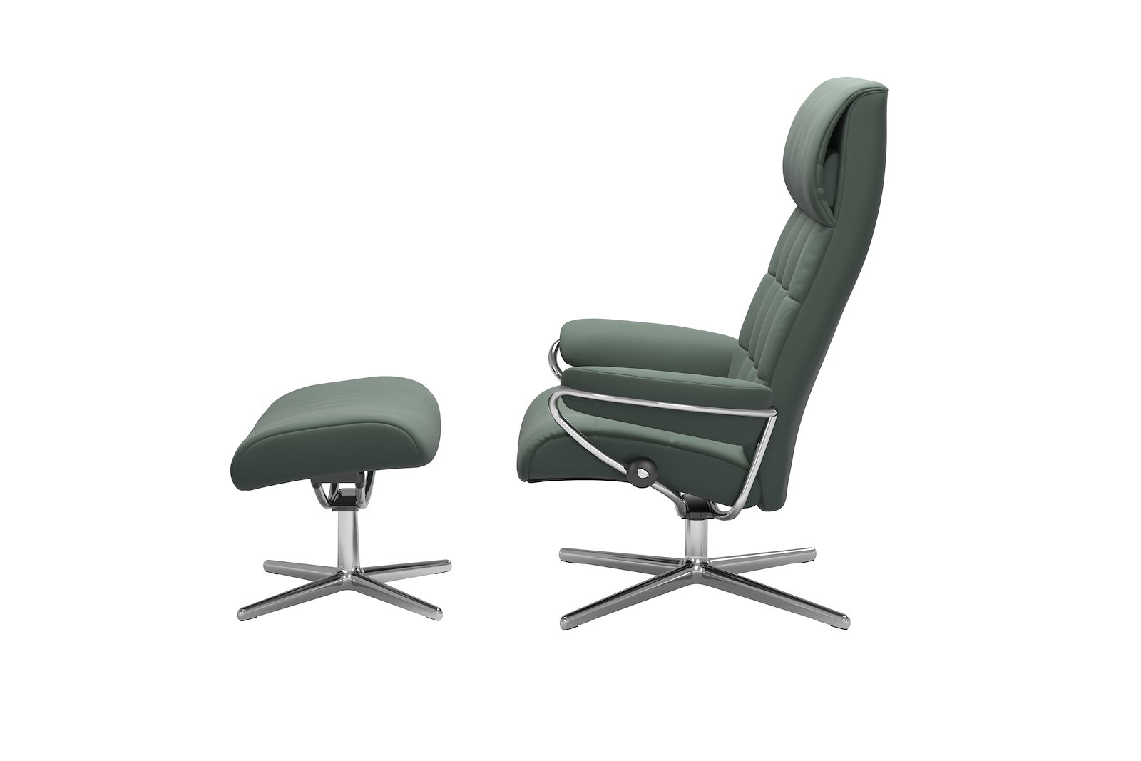 London lenestol m/krakk Hud Paloma Sage Green - Cross - Chrome
