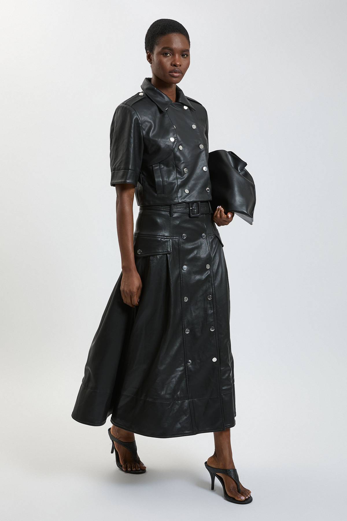 KarenMillen Jupe Plissée Évasée En Synthétiquecuir