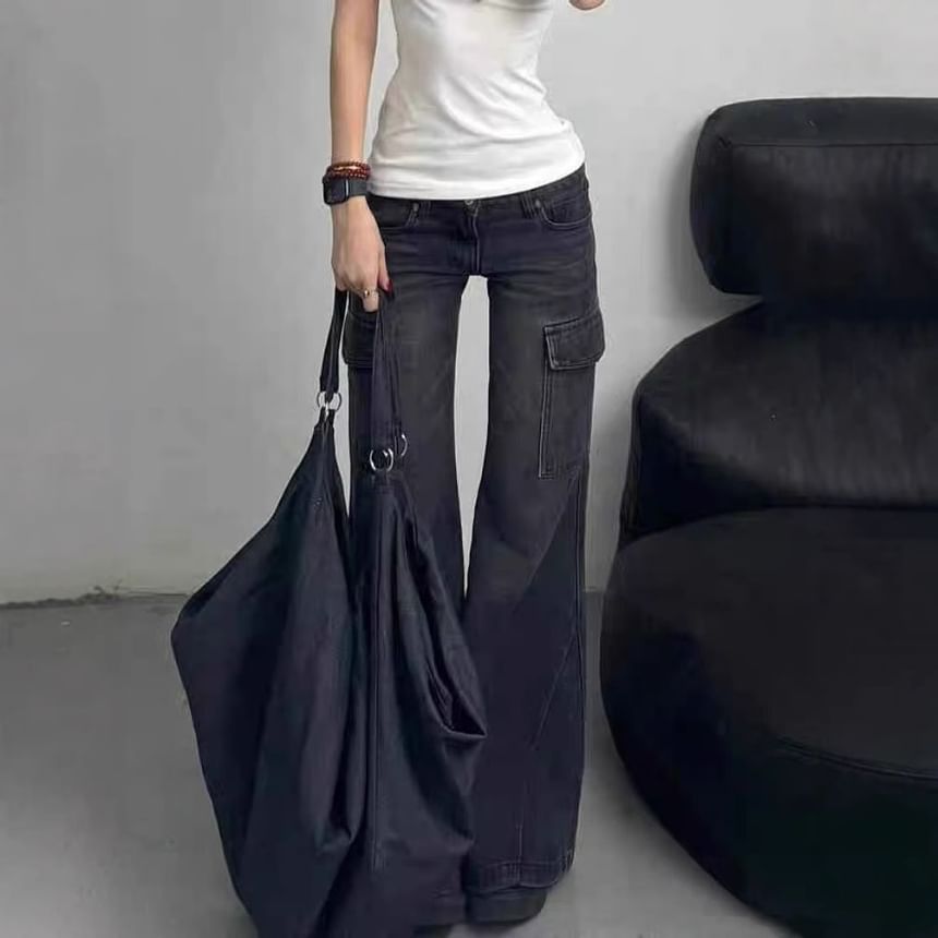 Rosesand - Low Rise Washed Pocket Straight-Fit Boot-Cut Jeans