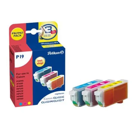 Pelikan Druckerpatronen P19 ersetzt Canon CLI-521 cyan, magenta und yellow, 3x9 ml