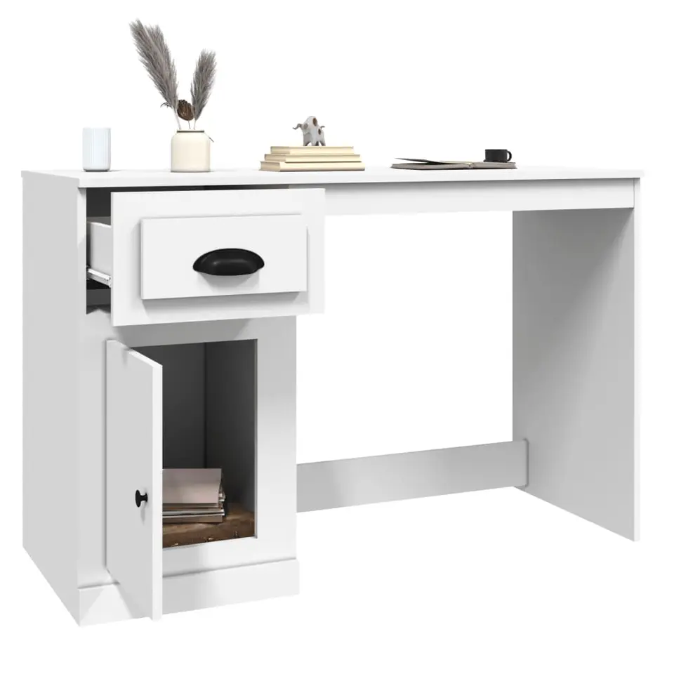 vidaXL - Bureau - Wit - Bewerkt hout