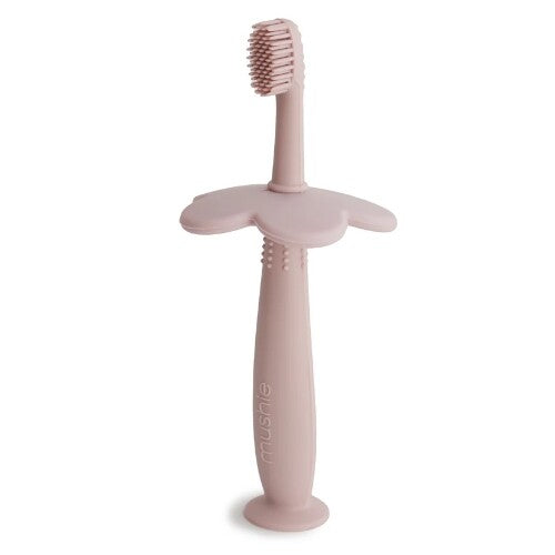 Mushie siliconen kindertandenborstel bloem - blush