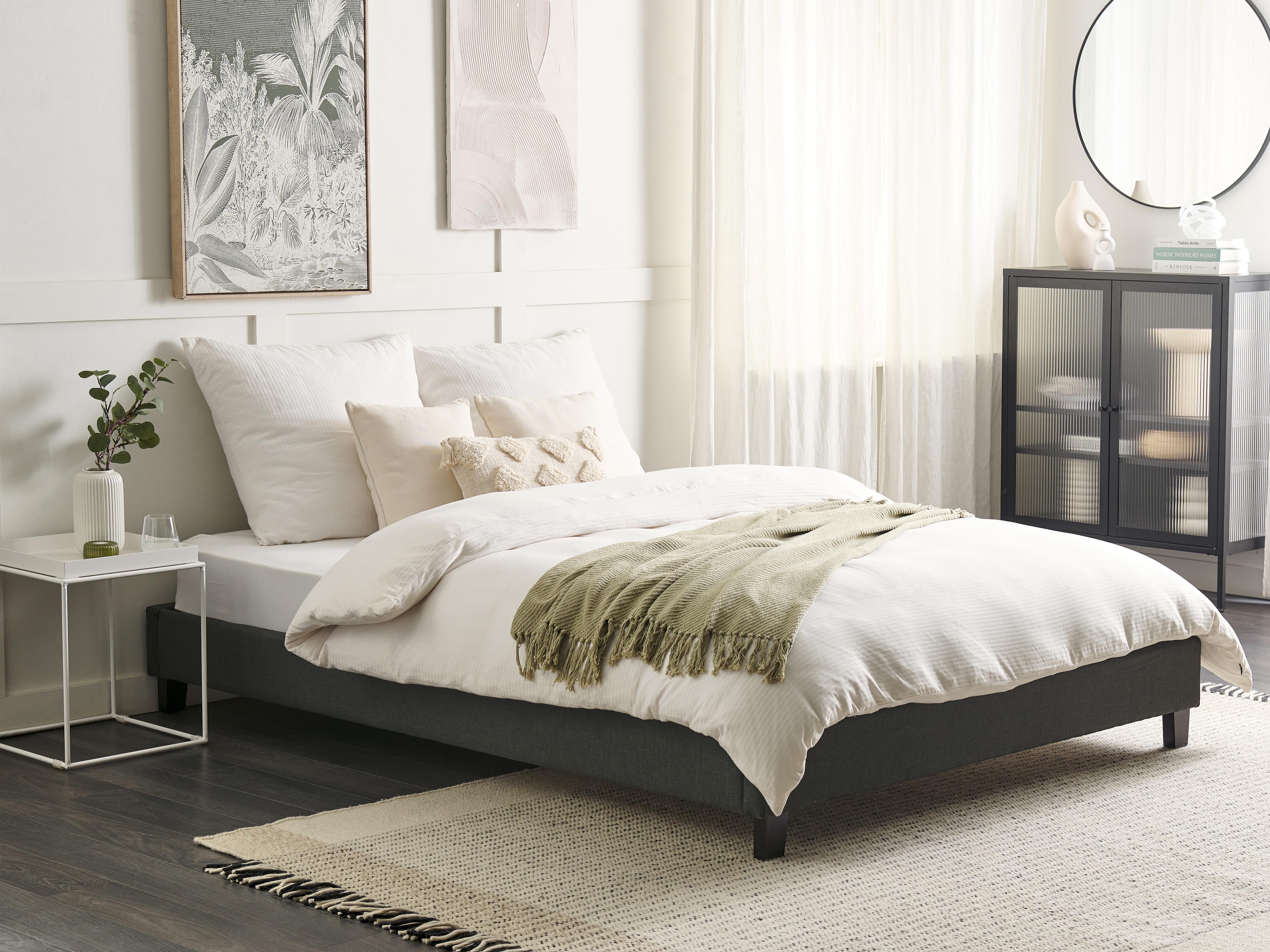 Bed zonder hoofdbord Stof ROANNE 160 x 200 cm Grijs