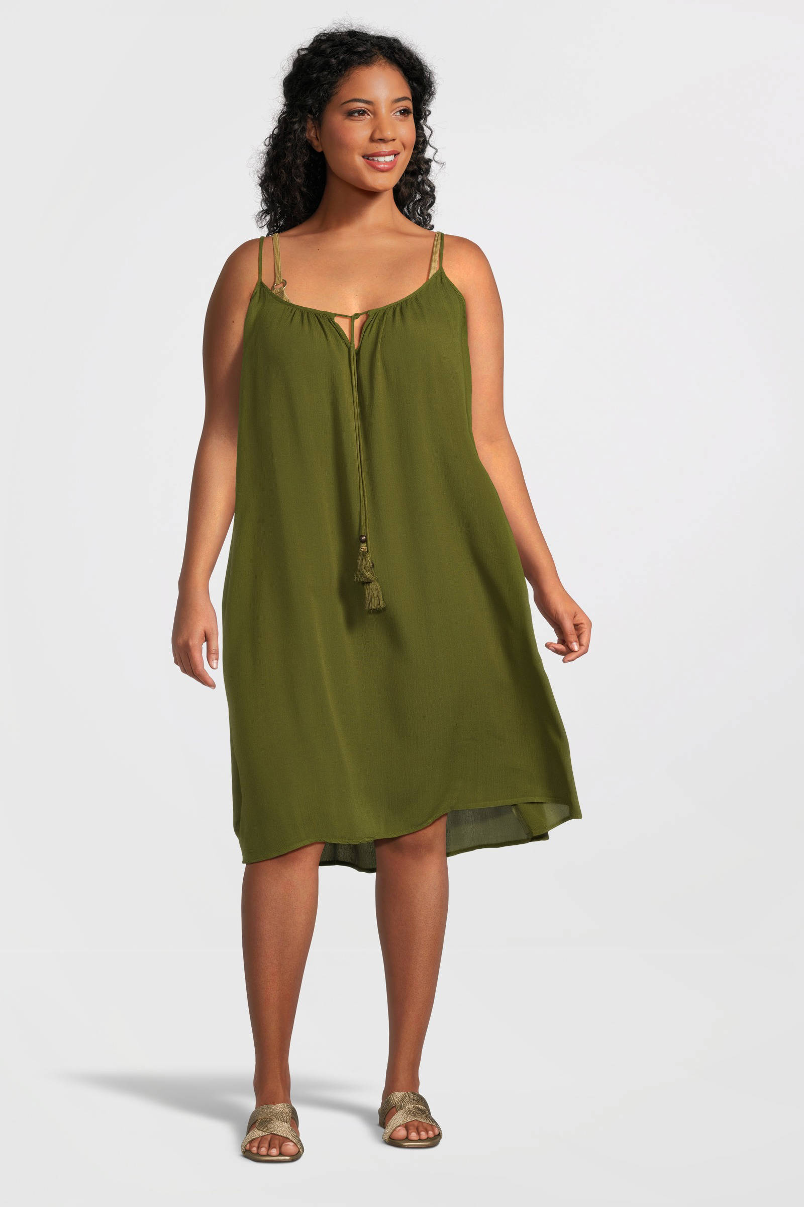 BEACHWAVE crinkle strandjurk olijfgroen