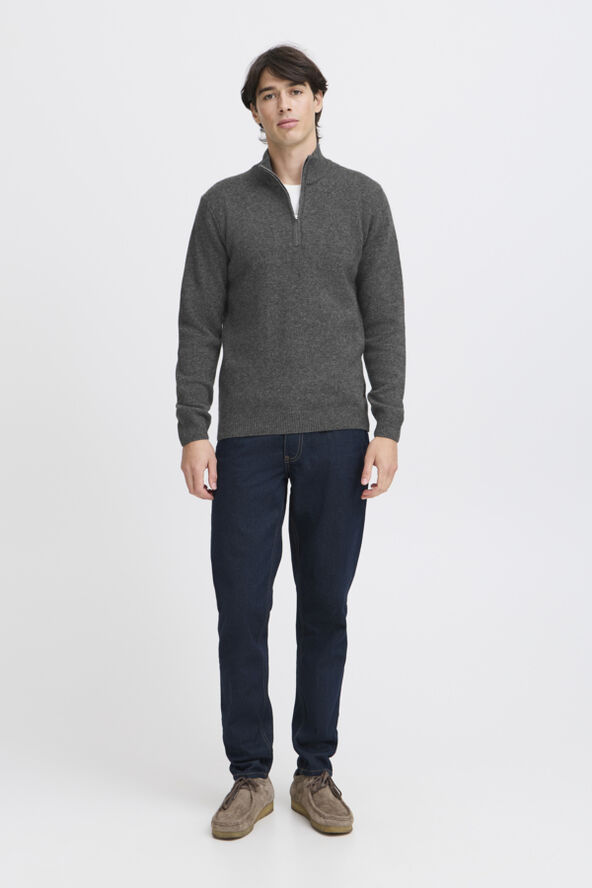 Casual Friday CFKARL halfzip lambswool knit Pewter mix