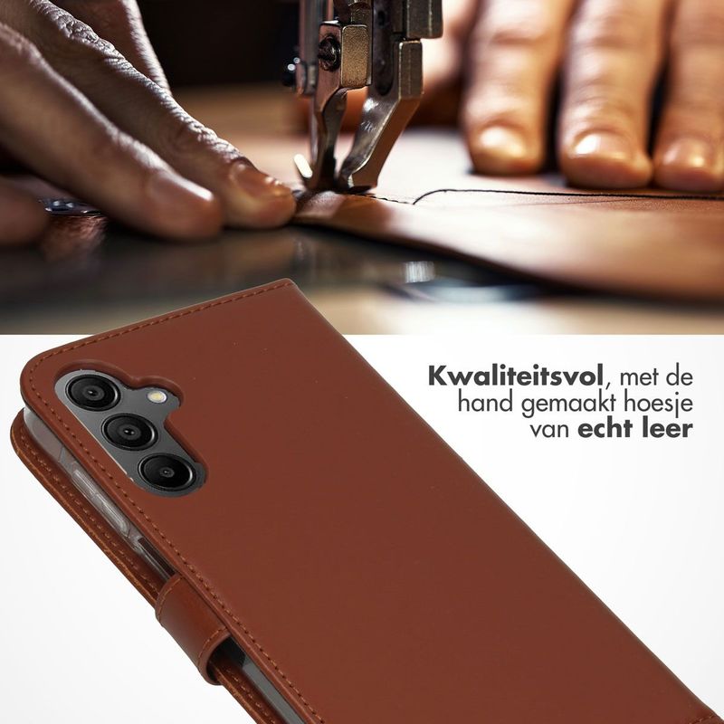 Selencia - Bookcase - Lichtbruin - Echt Leer - Voor Samsung Galaxy A15 (5G/4G)