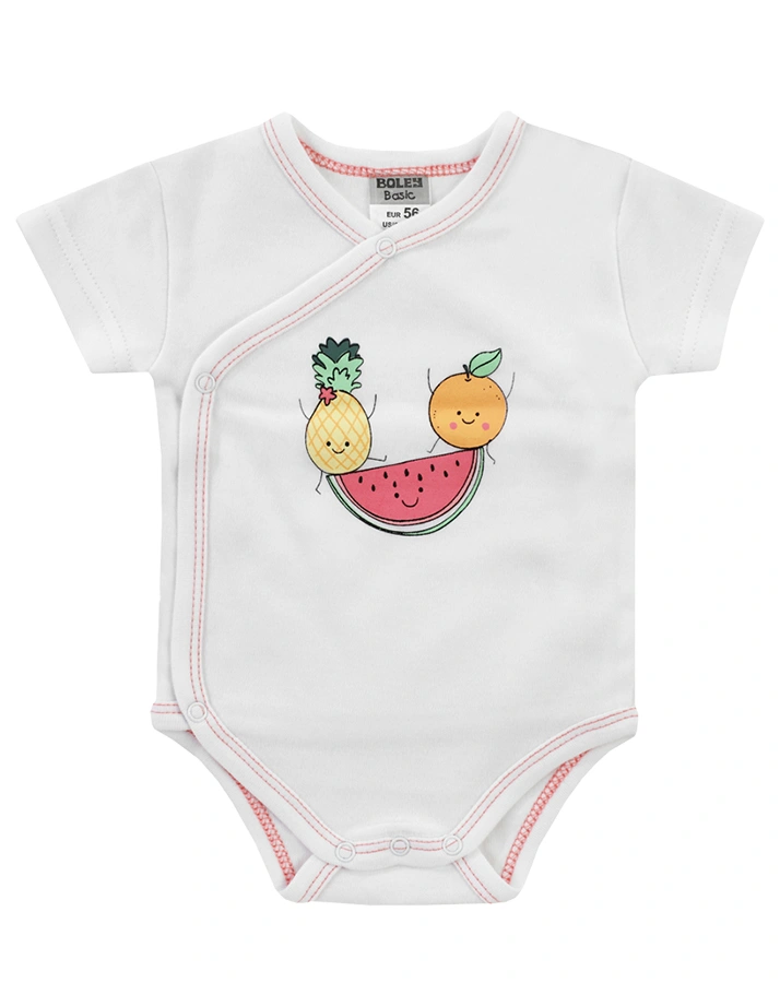 Wickel-Body CRAZY FRUITS 2er-Pack in weiß/rosa