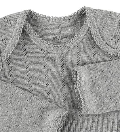 Noa Noa miniature Body - l/ä - Graumeliert m. Lochmuster