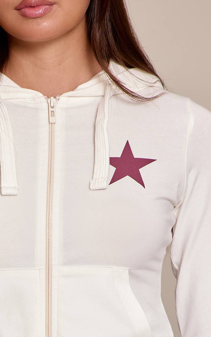 Crème Sweat À Casynthétiqueche Ajusté Zippé Imprimé Étoiles