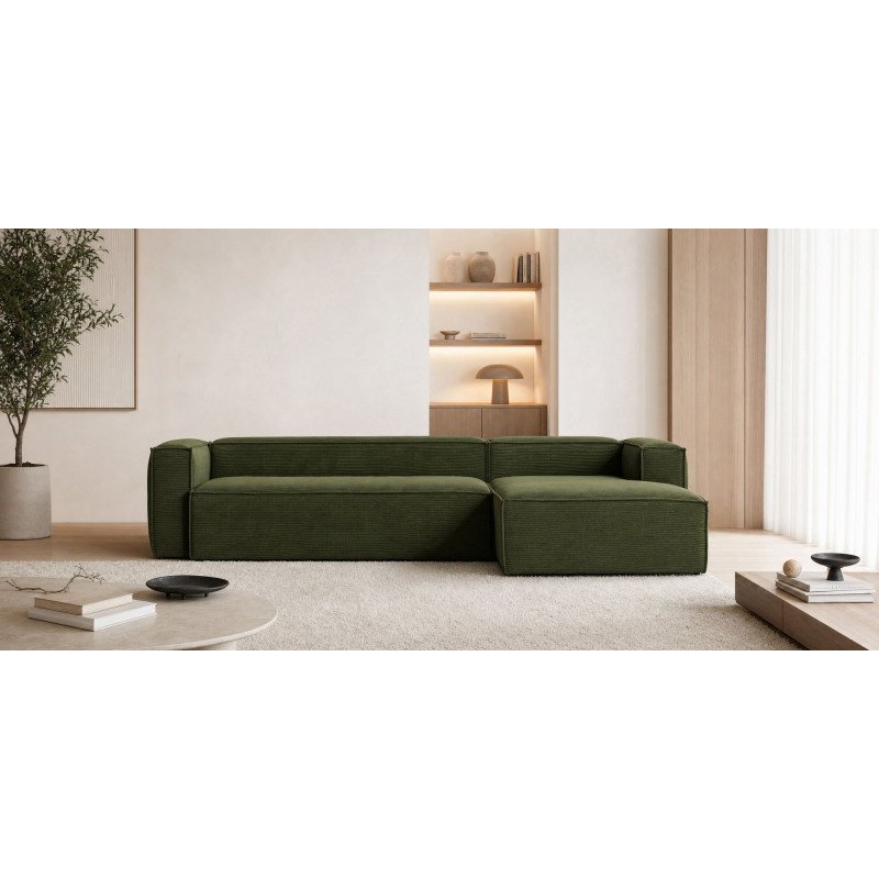 Canapé Blok 4 places méridienne droite vert 330 cm
