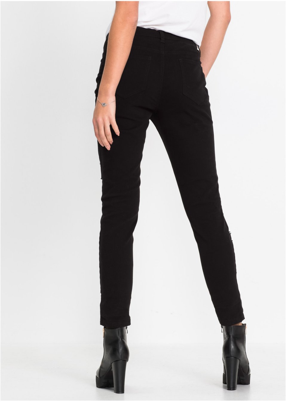 Pantalon Skinny taille haute avec effet destroyed