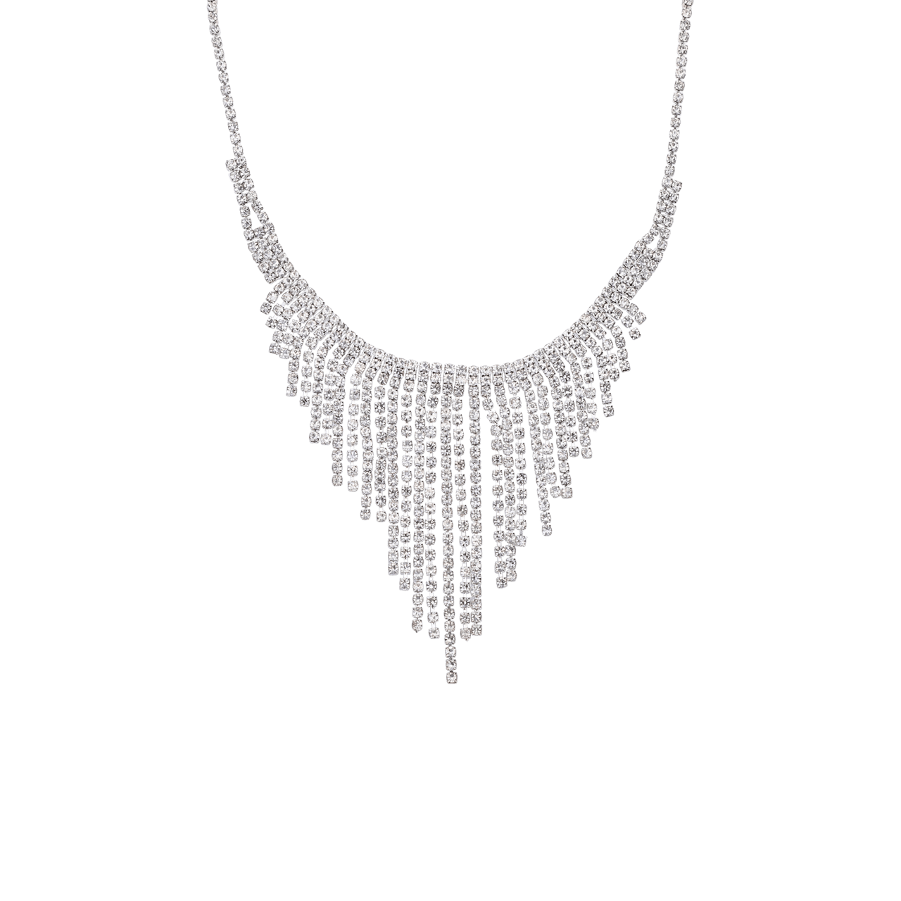 Zilverkleurige bijoux set ketting met oorbellen