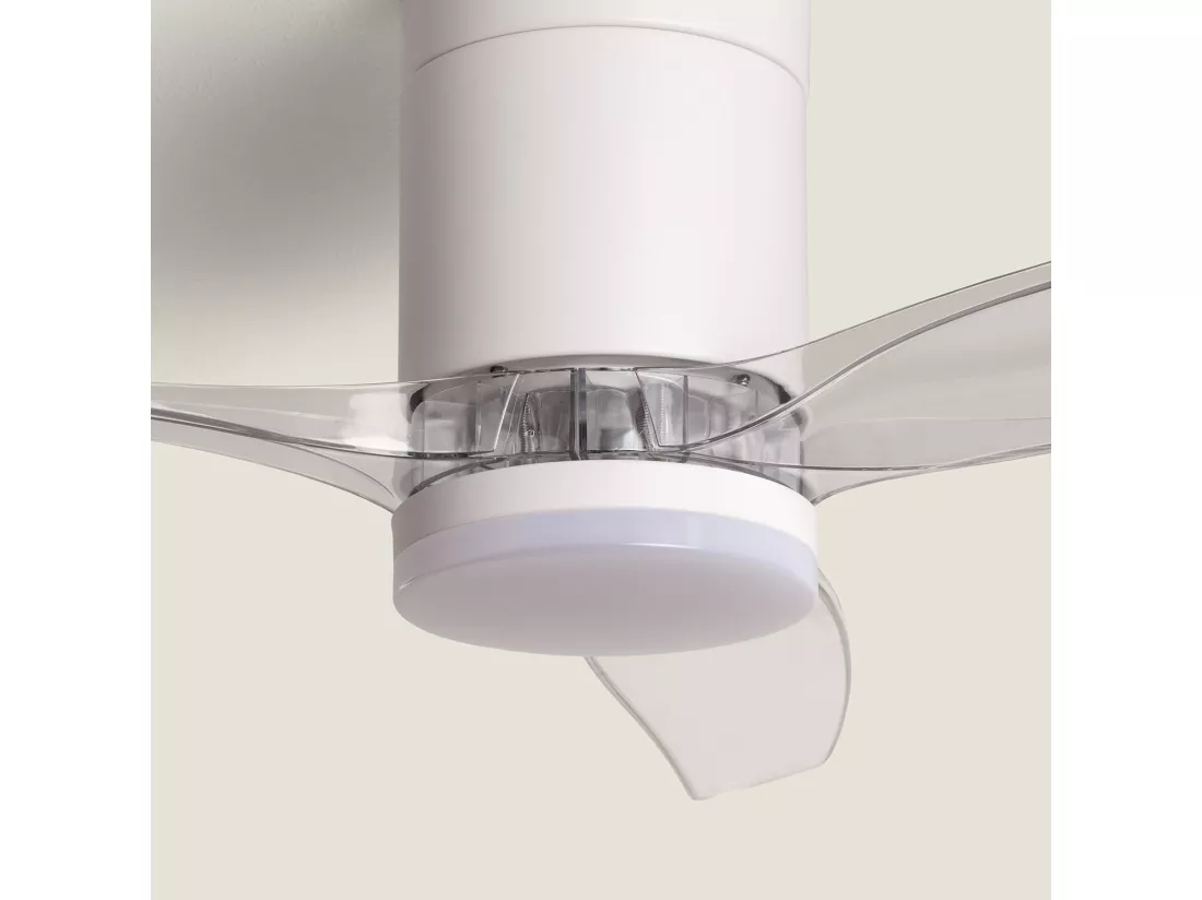 Ventilateur de Plafond Silencieux Angistri Blanc 132cm Motor DC Transparent Télécommande Avec lumière Non