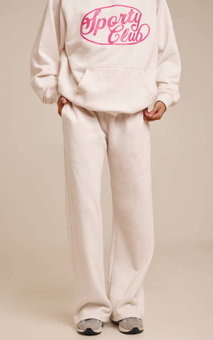 Crème Pantalon De Jogging Droit En Molleton De Coton Sports Club