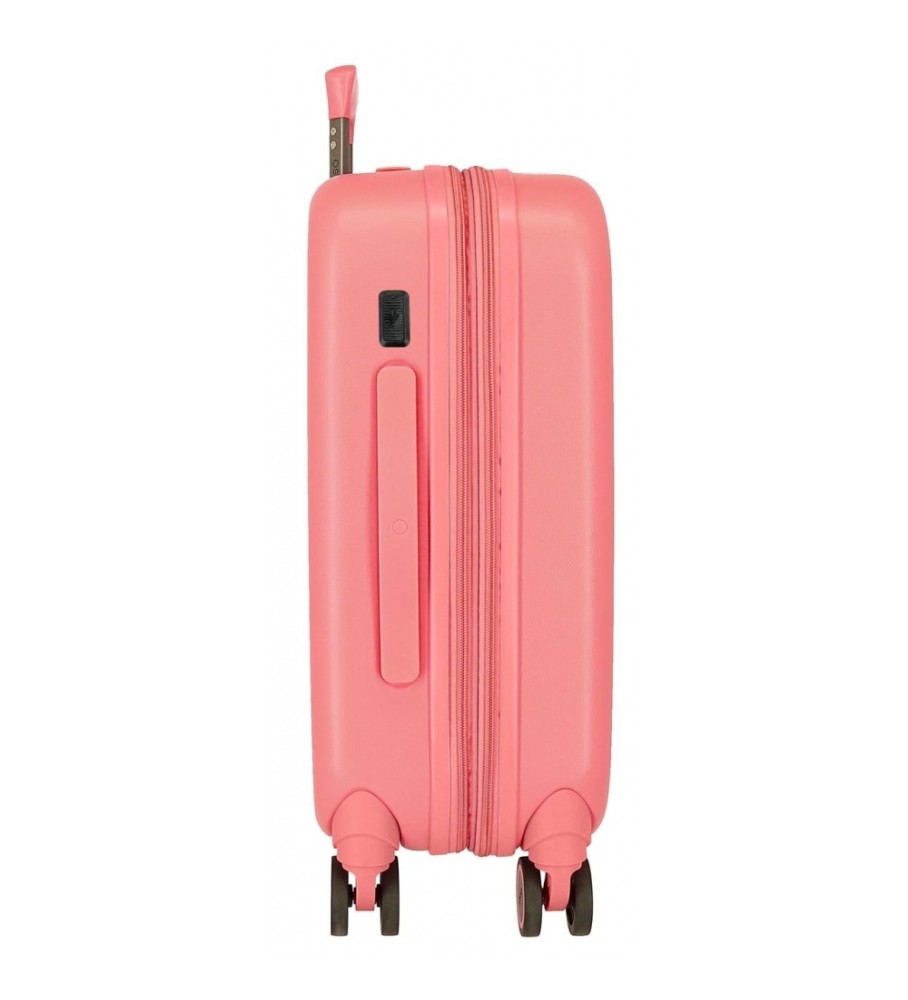 Mala de cabine Disney 100 Happiness com expansão de 55 cm, cor coral.